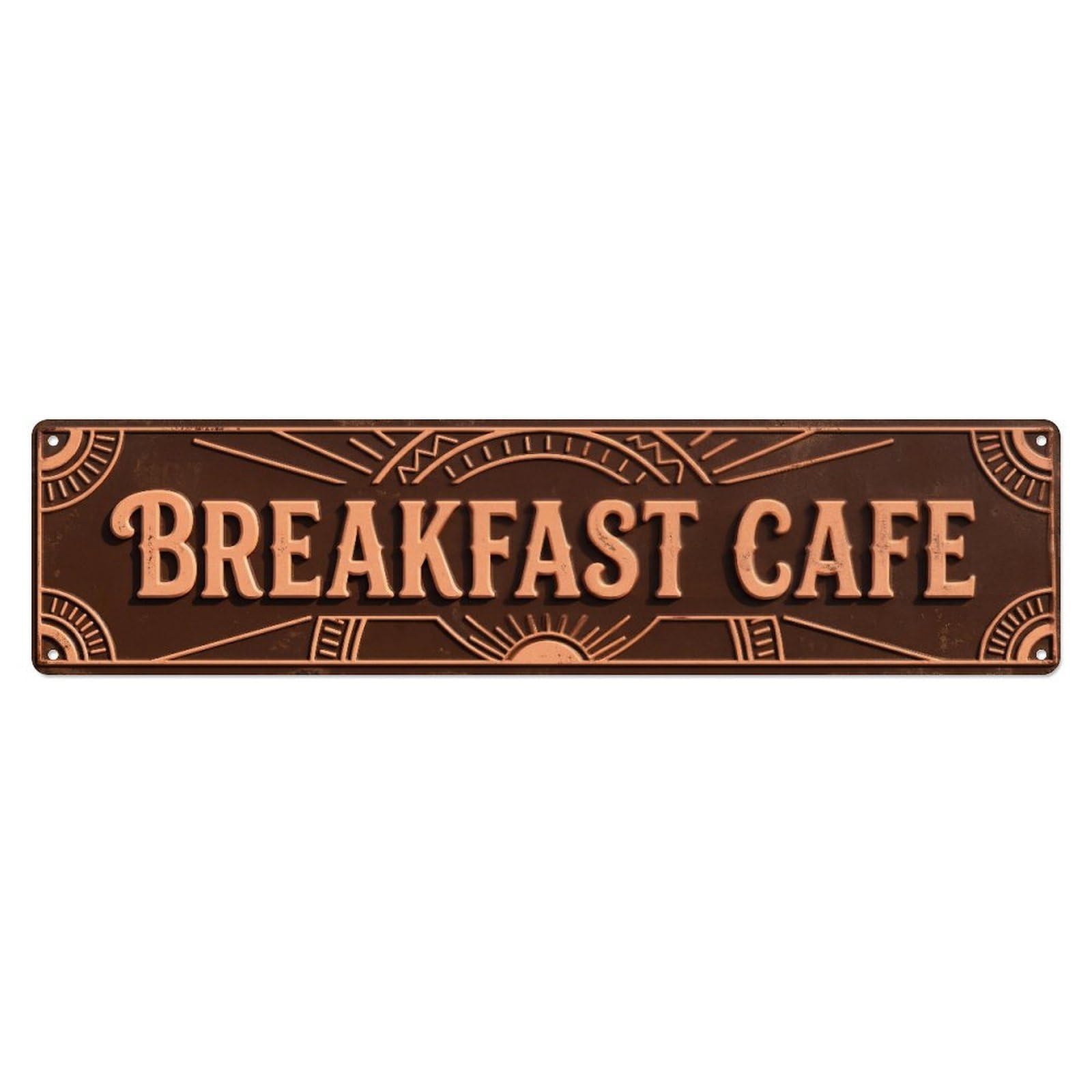 BREAKFAST CAFE Morning Meals 3 Metal Tin Skinny Sign Plaque Wall Decor for Cafe, Club Bar, Office, Home Garden Metal Poster 4x16Inch