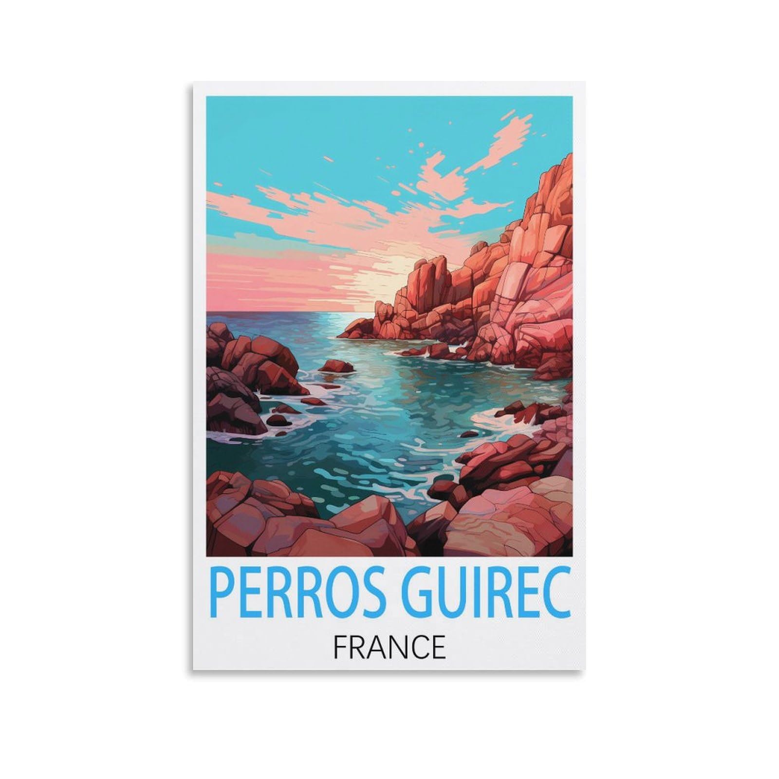 Javon Unframe-Style Perros Guirec France Vintage Travel Poster 08X12inch(20X30cm) Canvas Art Poster And Wall Art Picture Print Bedroom Decor