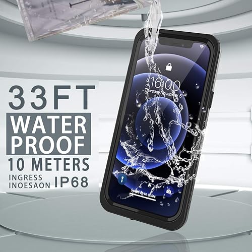 Miniatura 5 de Diverbox - Funda impermeable para iPhone 12, resistente al agua, a prueba de golpes, a prueba de polvo, IP68 de cuerpo entero, protector de pantalla