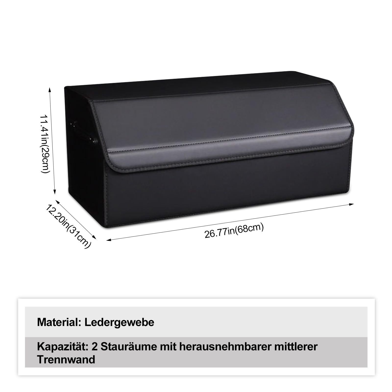 Ergocar Kofferraum Organizer, Doppelschicht Zusammenklappbarer Aufbewahrungsbox, PU-Leder Autotasche Auto Kofferraum Box, Wasserfeste Langlebig, für Auto Organize, Reisen im Freien, Camping