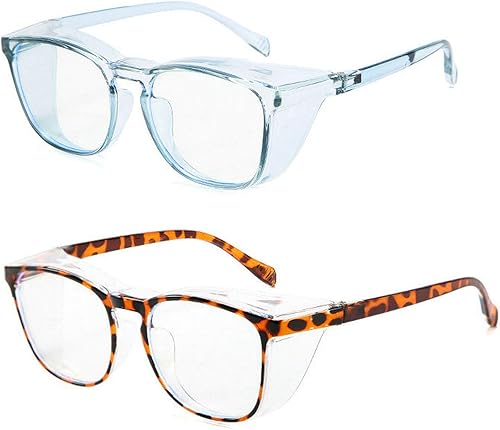 Anteojos de seguridad para mujer, antiniebla, con bloqueo de luz azul y de rayos UV400, protección lateral, 2 unidades