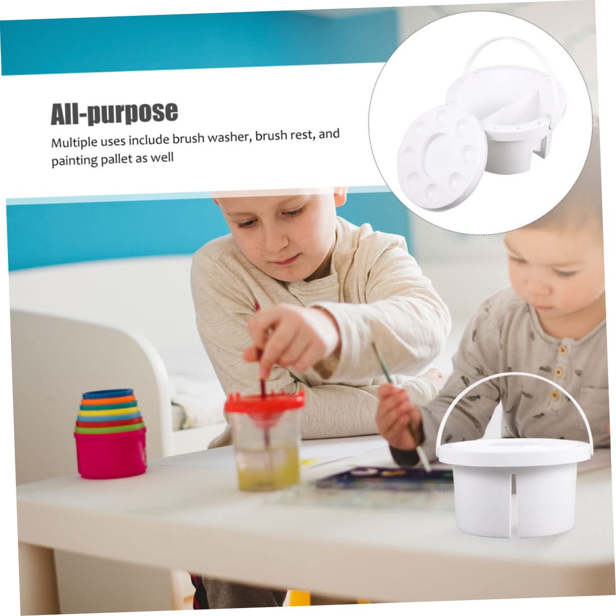 Hohopeti Painting Pen Wash Bucket 2pcs Brush Cleaning Basin Holes Tidy Art Accessories for Boys and Girls