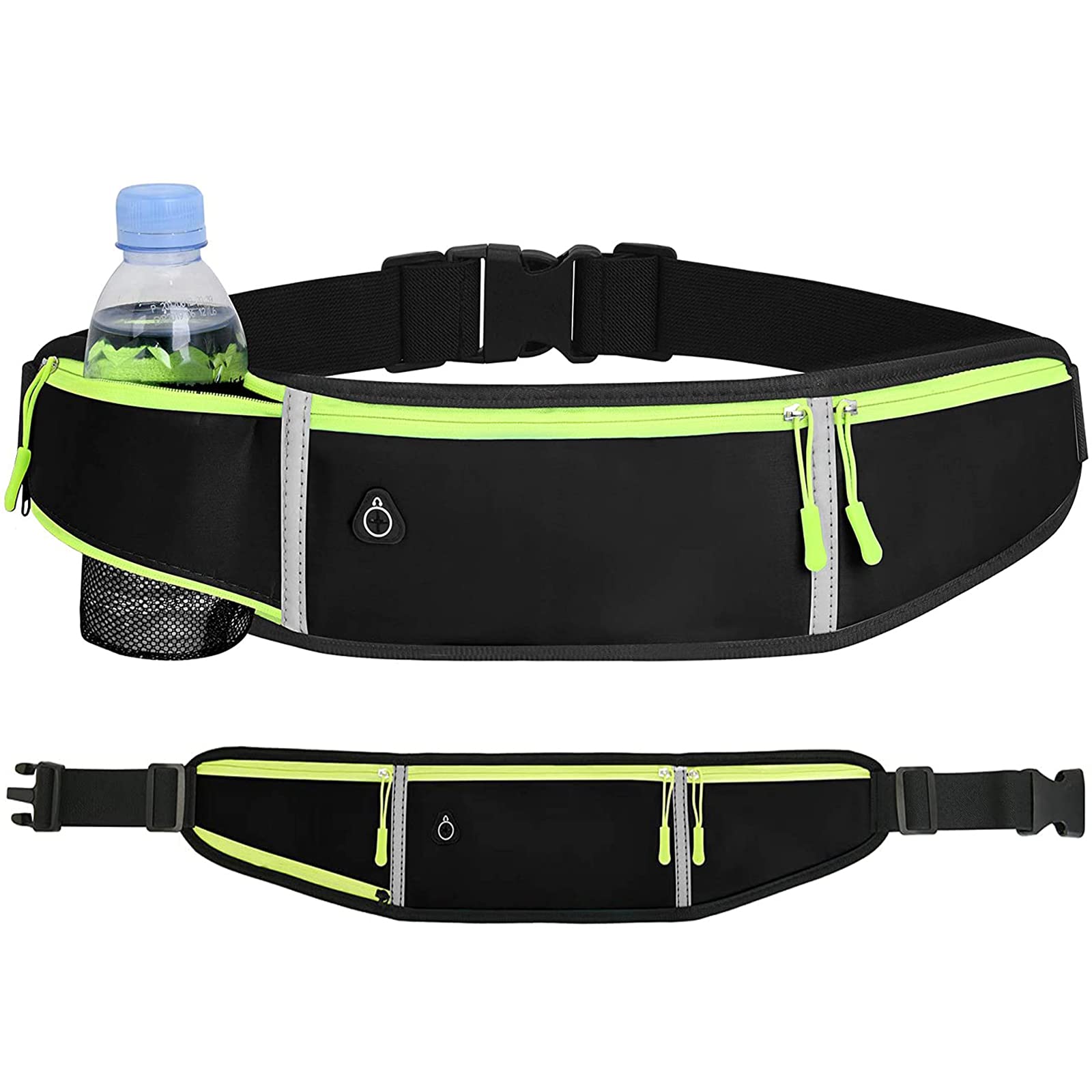 Riñonera Mujer Hombre con Conector para Auriculares y 3 Bolsillos con Cremallera,cinturón Ajustable,Riñonera Deportiva Unisex,cinturón de Deporte,con Agujero de Auriculares,Riñoneras de Marcha Running