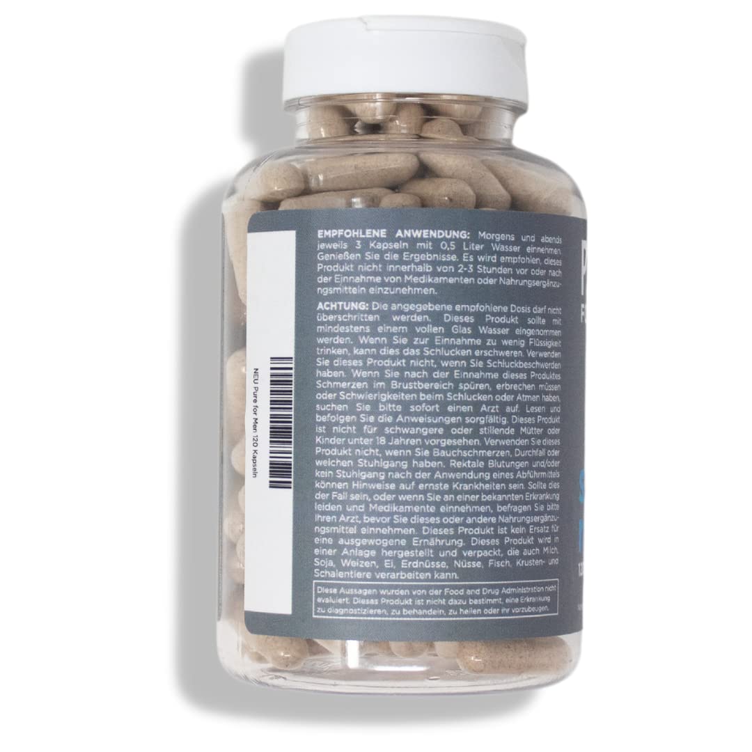 Pure for Men Original Cleanliness Stay Ready Fiber Supplement, 120 Vegan Capsules | Helps Promote Digestive Regularity | Psyllium Husk, Aloe Vera, Chia Seeds, Flaxseeds | Proprietary Formula