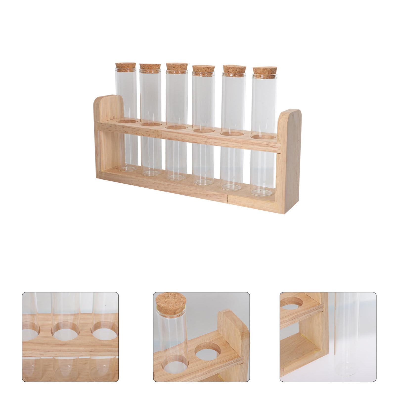 Hemobllo Porta Provette Design Semplice e Leggero per Esposizione Caffè in Legno e Vetro Comodo da Trasportare , per Cucine e Caffè