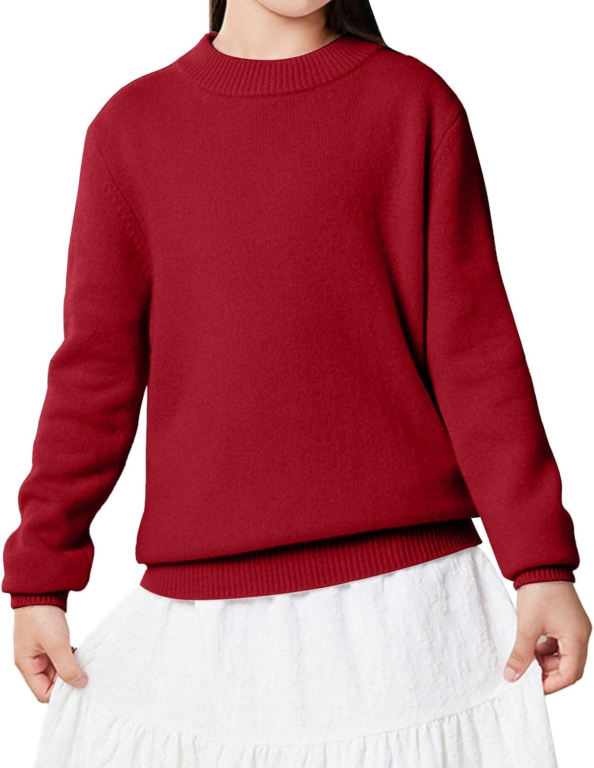 Kids Knit Sweater Boys Girls Crewneck Pullover Sweatshirt Long Sleeve Crew Neck Solid Color Jumper Tops Fall Winter Clothes