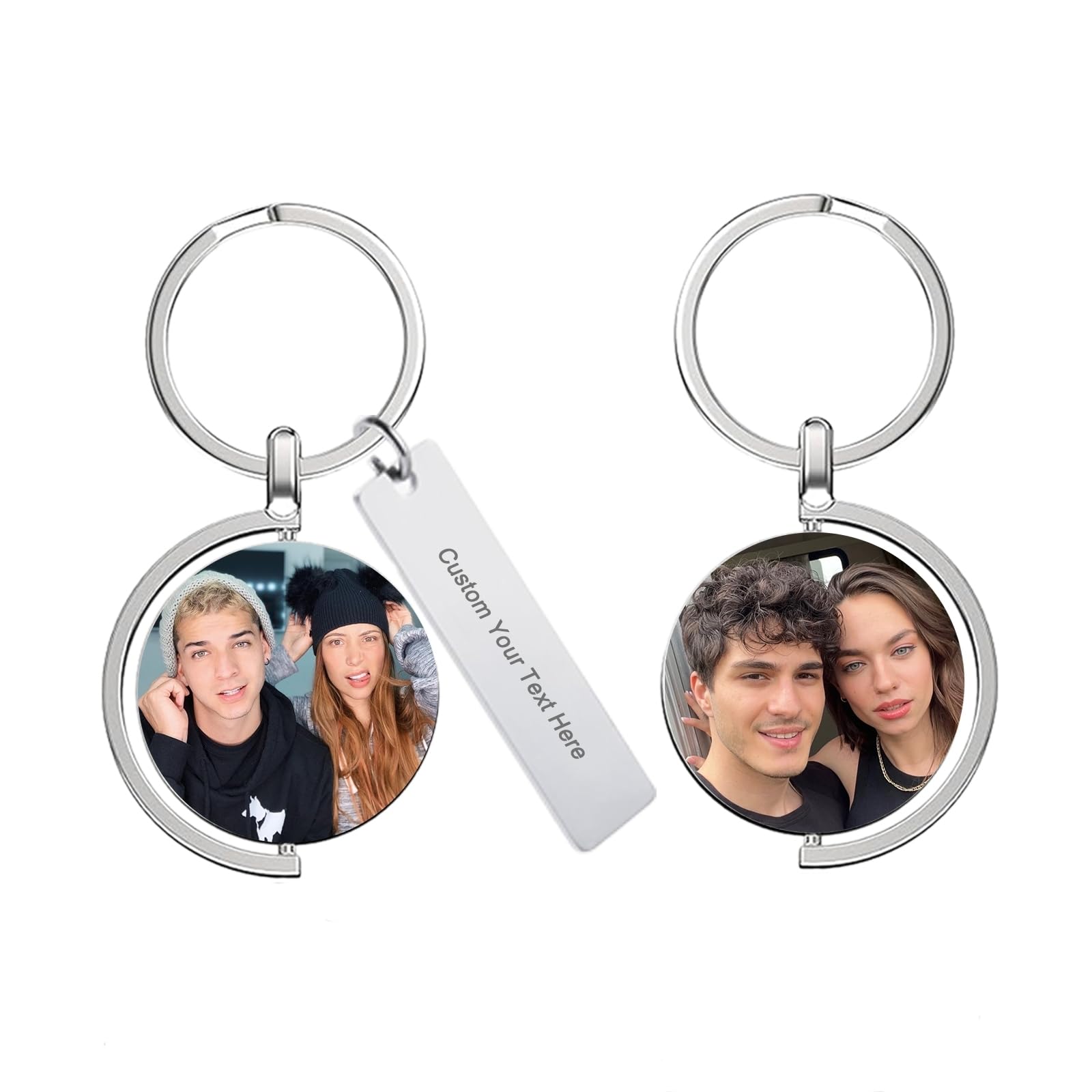 RSQGT Custom Keychain with Picture Double-sided Personalized Photo Text Keychain, Gift for Anniversary Birthday Christmas