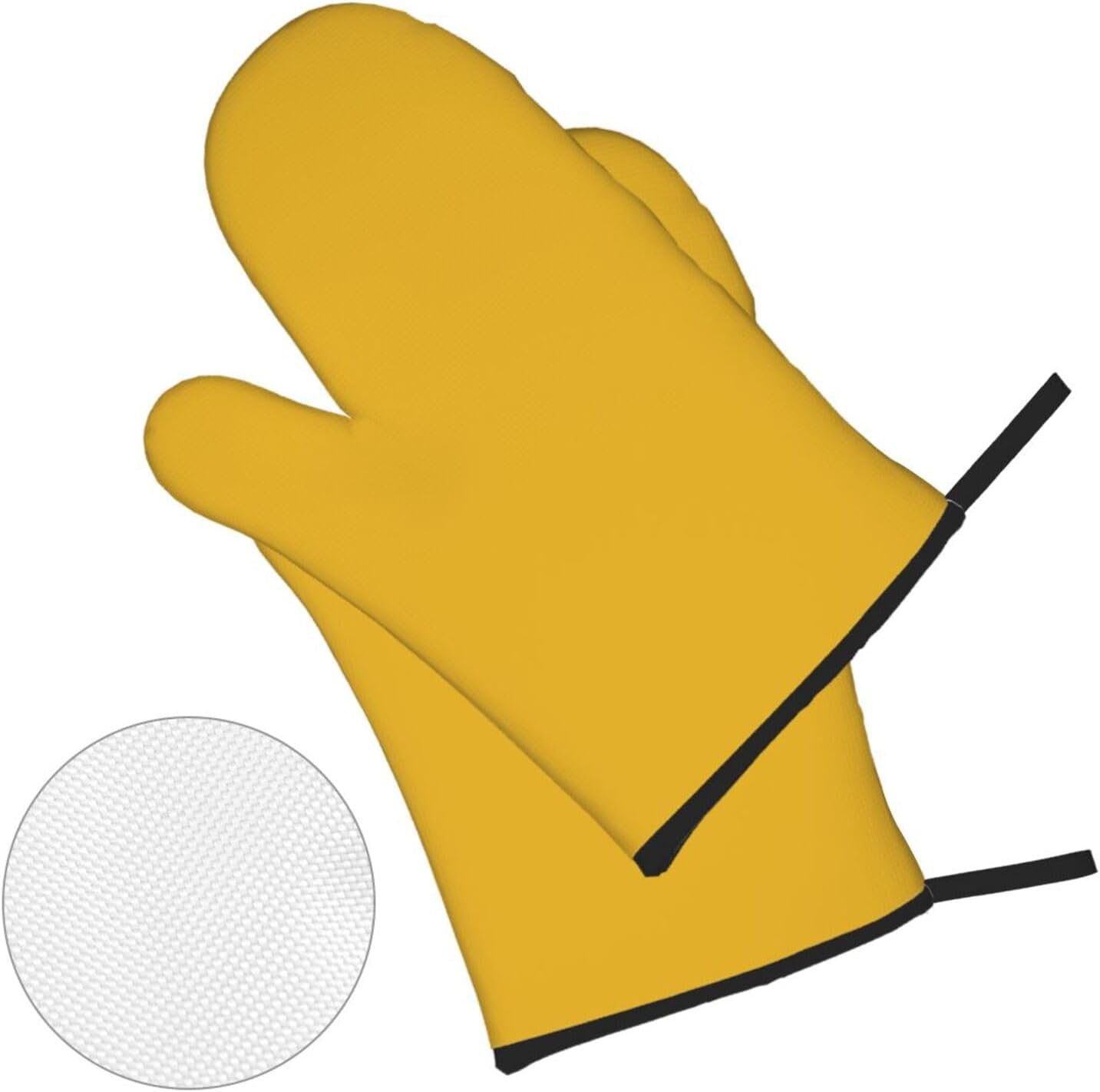 Solid color gold Oven gloves and heat-resistant mat 4-piece set. Suitable for grilling, microwave oven frying, and baking