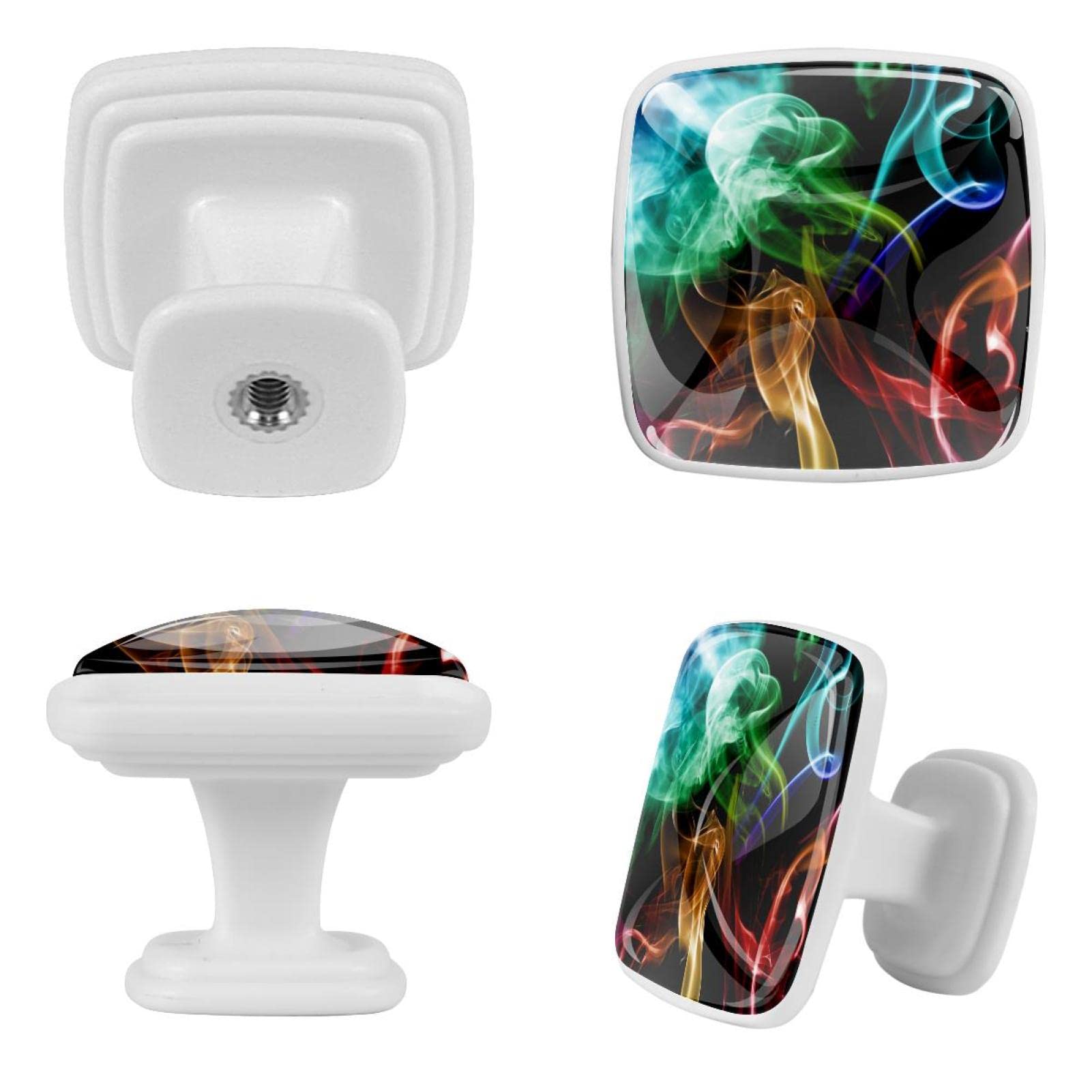 Boutons de commode art abstrait fumée colorée pour relooker les meubles de votre chambre