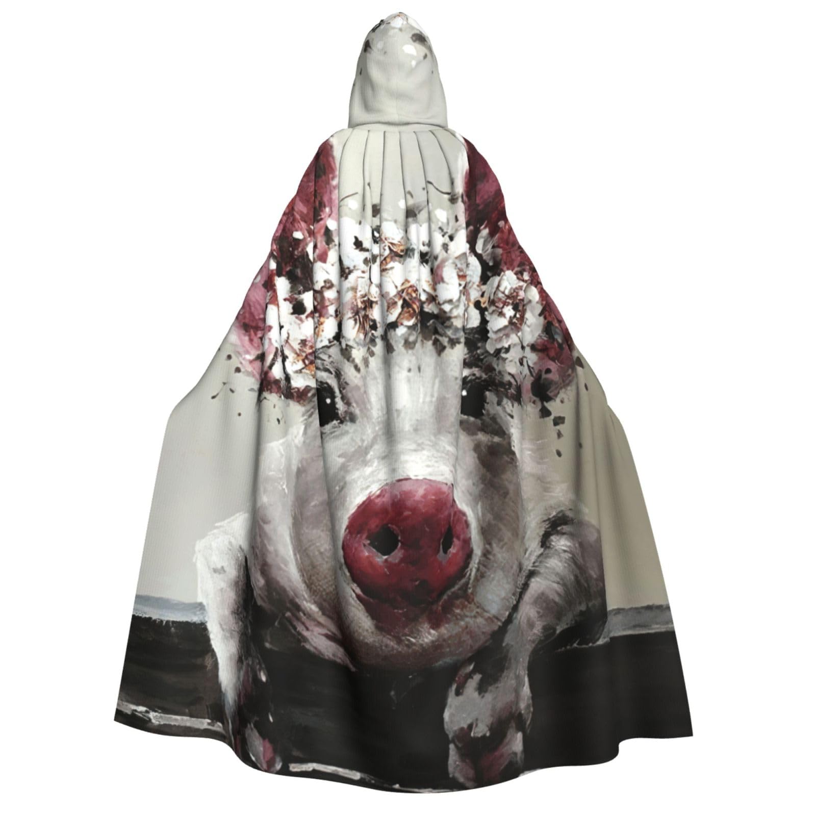 Cape à capuche imprimé cochon fleurs viking médiéval costume Halloween - 8