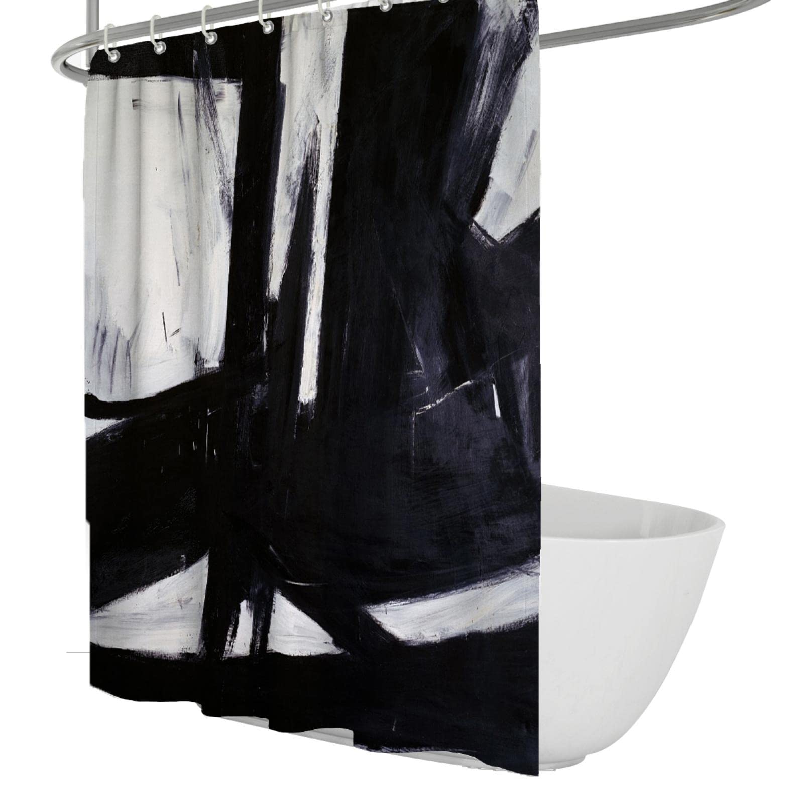 Creative Art Print Abstract Line Tende da Doccia per Bagno con 12 Ganci Franz Kline Impermeabile Tessuto Doccia Tende da Doccia Hotel Grade 200x200cm
