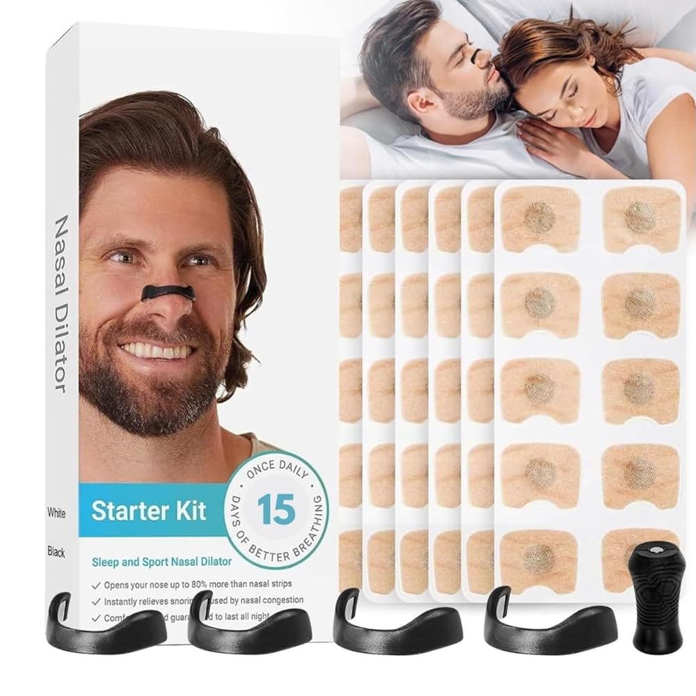 AMERTEER Magnetic Nose Strips For Breathing - Snoring Solution - Intake Breathing Magnetic Nasal Strips For Snoring - Opens Nasal Passages - Boosts Oxygen - Skin-Friendly & Sweat-Resistant (30 Strips)