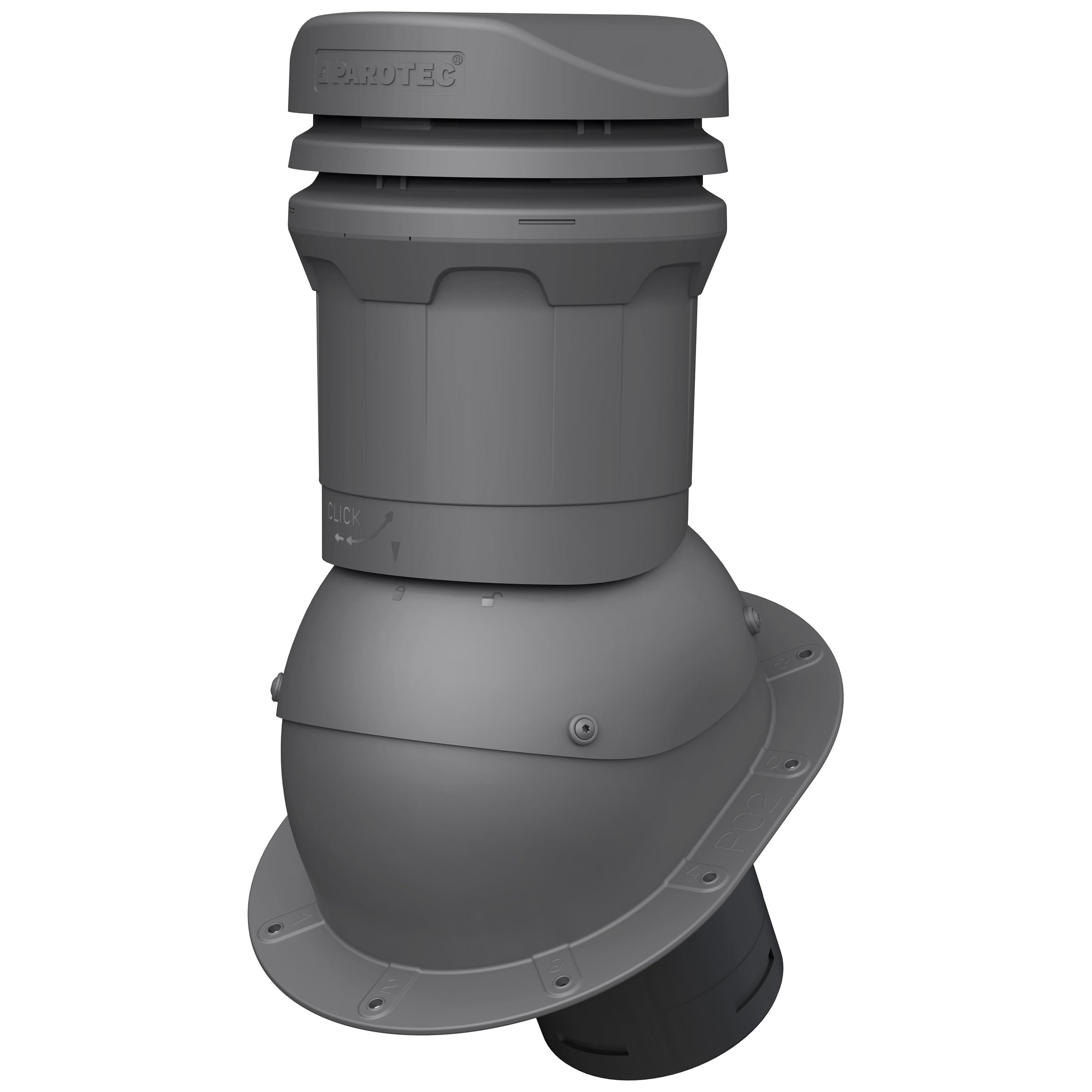 Chimenea baja de 325 mm DN125 paso de ventilación para tejado plano de chapa