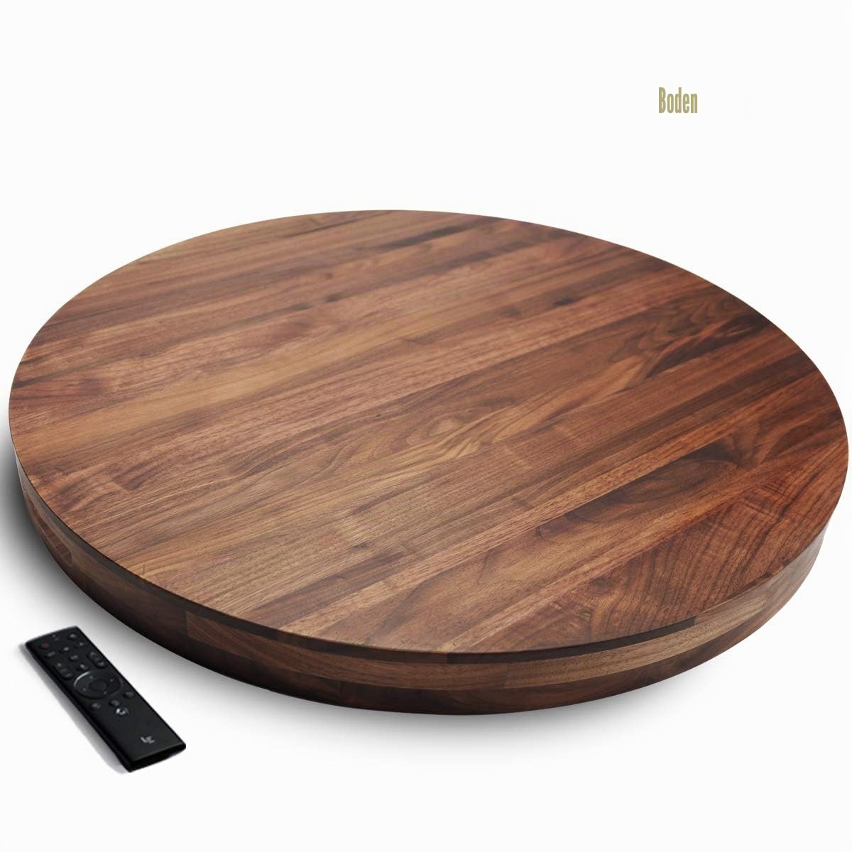 Extra großes rundes Tablett aus schwarzem Walnussholz, 61 cm, mit Griffen, zum Servieren von Tee, Kaffee oder Frühstück im Bett, klassisches rundes dekoratives Serviertablett aus Holz