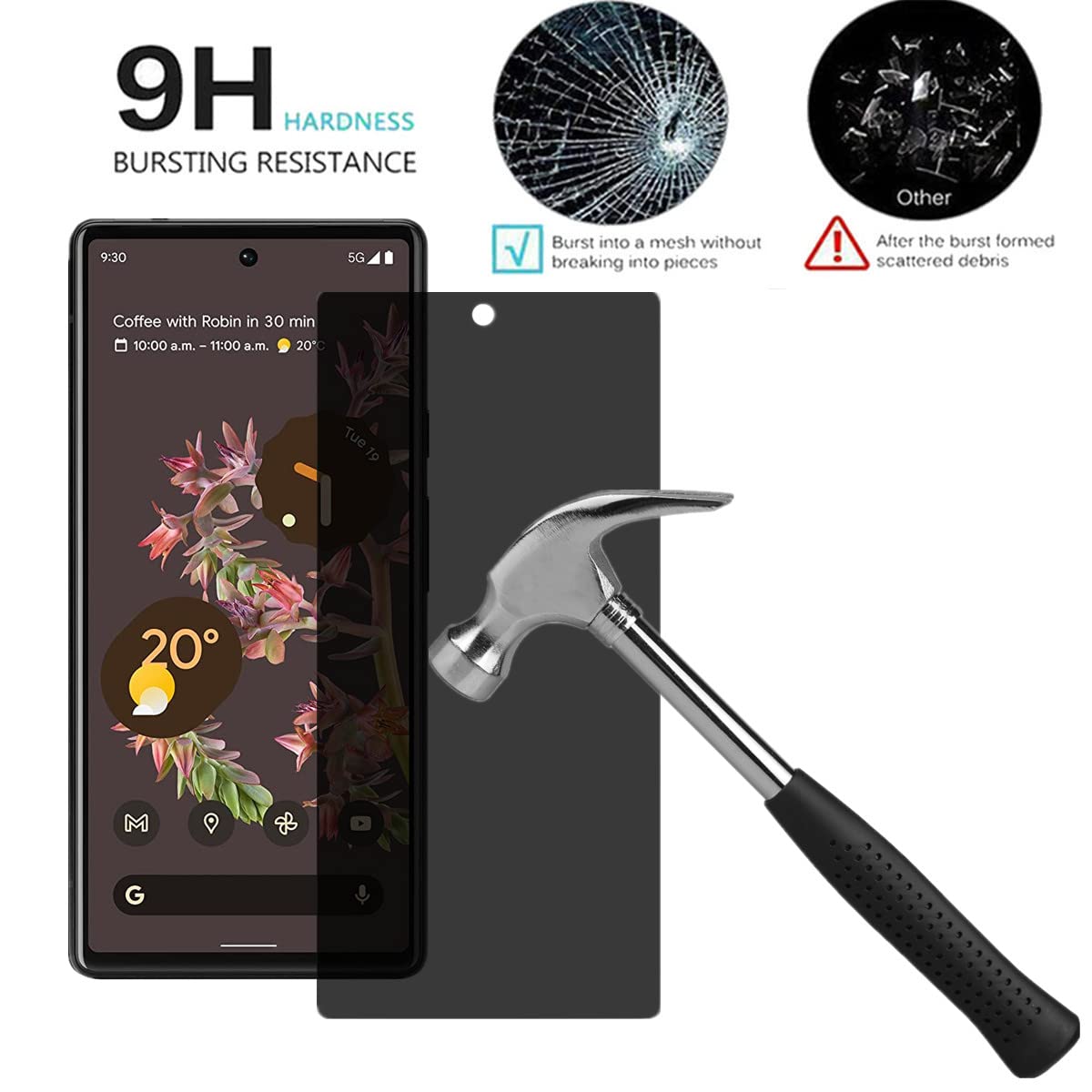 Amazon.com: AISELAN for Google Pixel 6 Privacy Screen Protector,[2