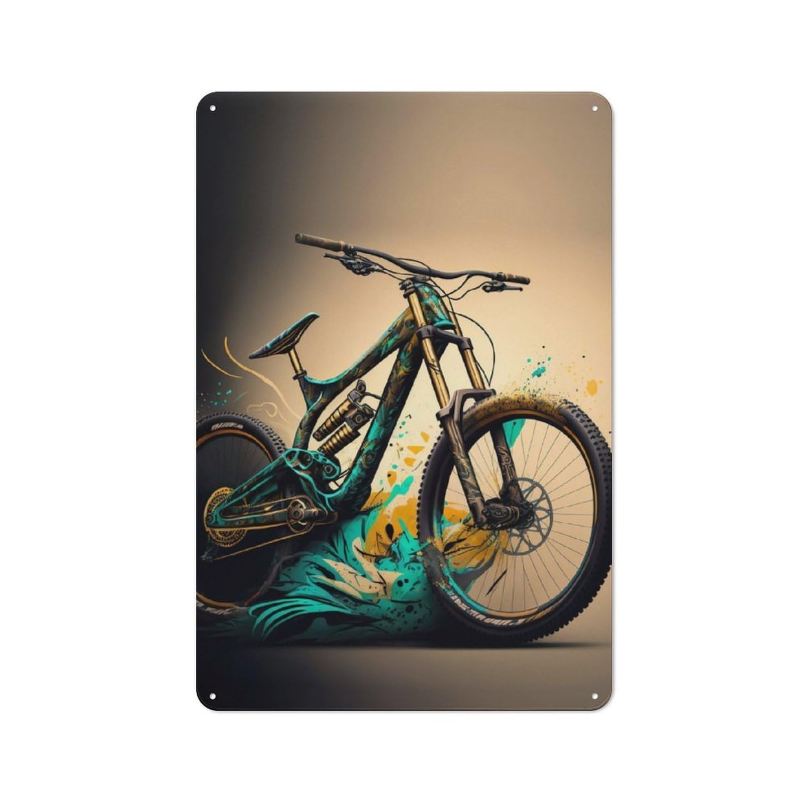 Junmoney Downhill Mountainbike Mtb Vintage Tin Sign 30X20cm With For Living Room Or Hallway, For Living Room Decor Lovers