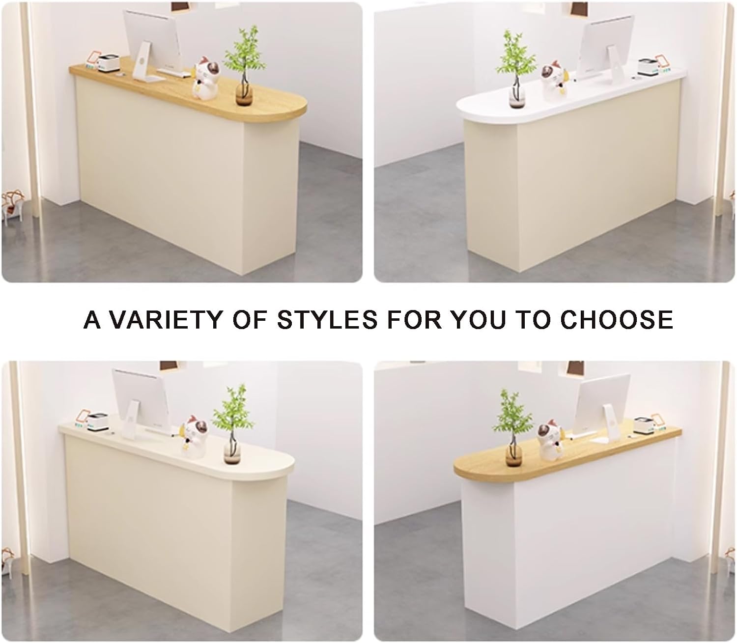 Reception Desk,Reception Desk with Counter,Receptionist Desk,Can be Divided into Left and Right,Suitable for Women's Clothing Stores,Small Beauty Salons and Other Scenes (Need to be Installed)