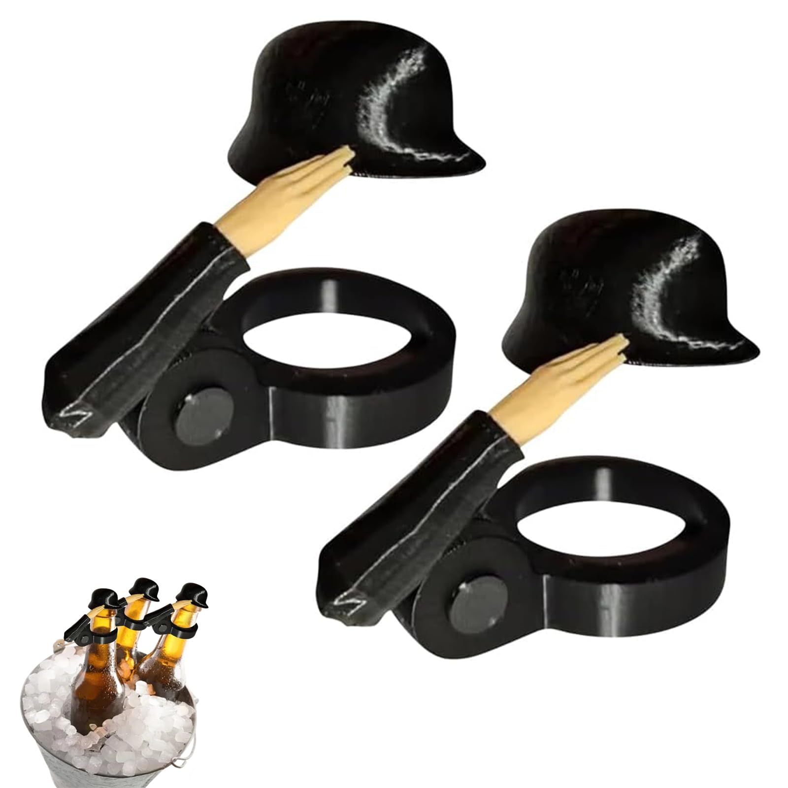 Ficugxd Soldier Salute Bottle Helmet,funny Salute Soldier Beer Helmet,beer Bottle Helmet with Soldier Saluting,reusable Beer Bottle Caps,eusable Dustproof Bottles Cap for Beer & Drink Bottles