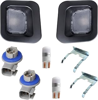 HERCOO LED License Plate Light Lens Rear Lamp Socket Black Cover Housing Clip Retainer Compatible with 2003-2018 Dodge Ram 1500 2500 3500 Pickup Truck Rear Step Bumper Aftermarket Repalcement