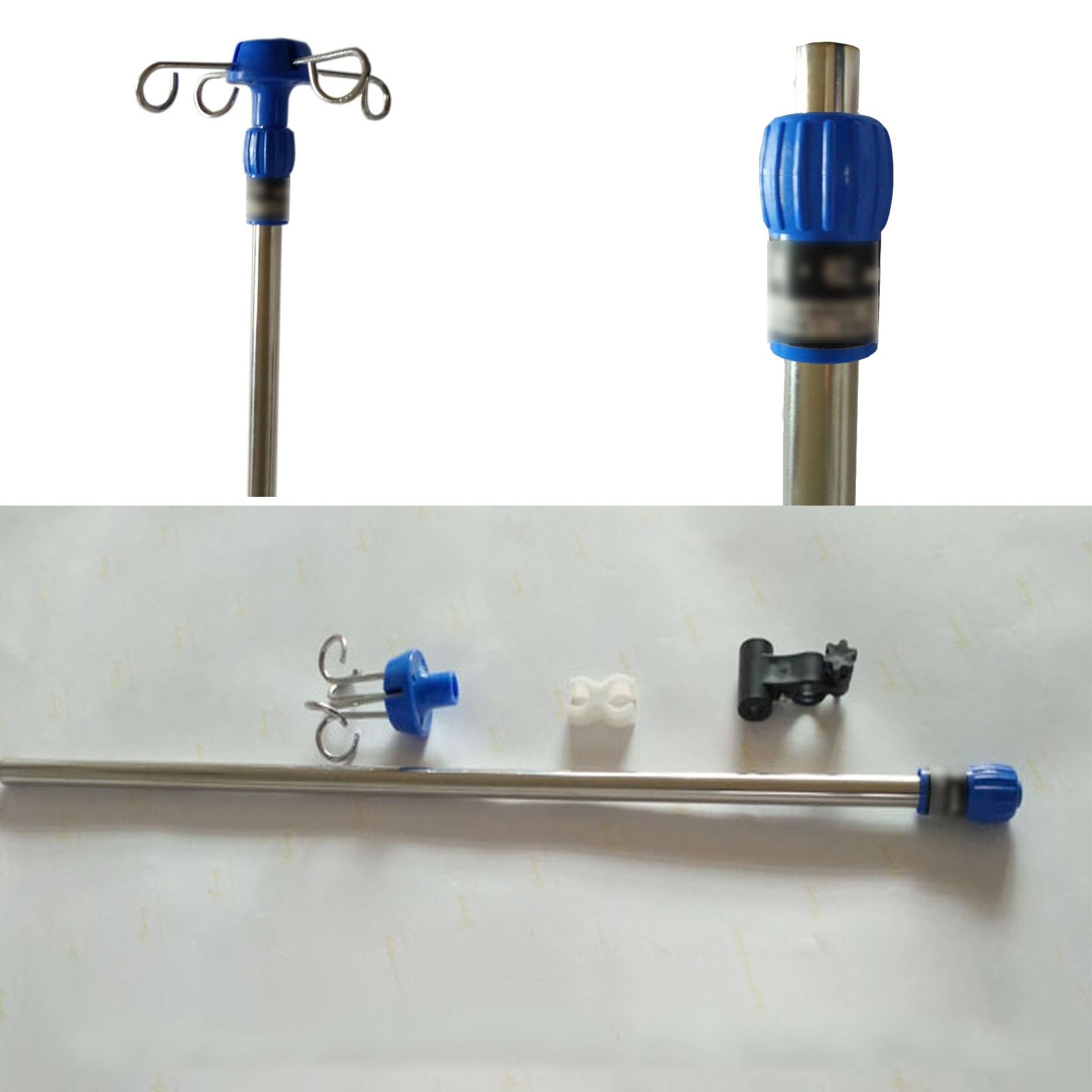 Asta per Flebo per Sedia a Rotelle 4 Ganci Portaflebo per Sedia a Rotelle Asta Portaflebo Telescopica Regolabile in Altezza