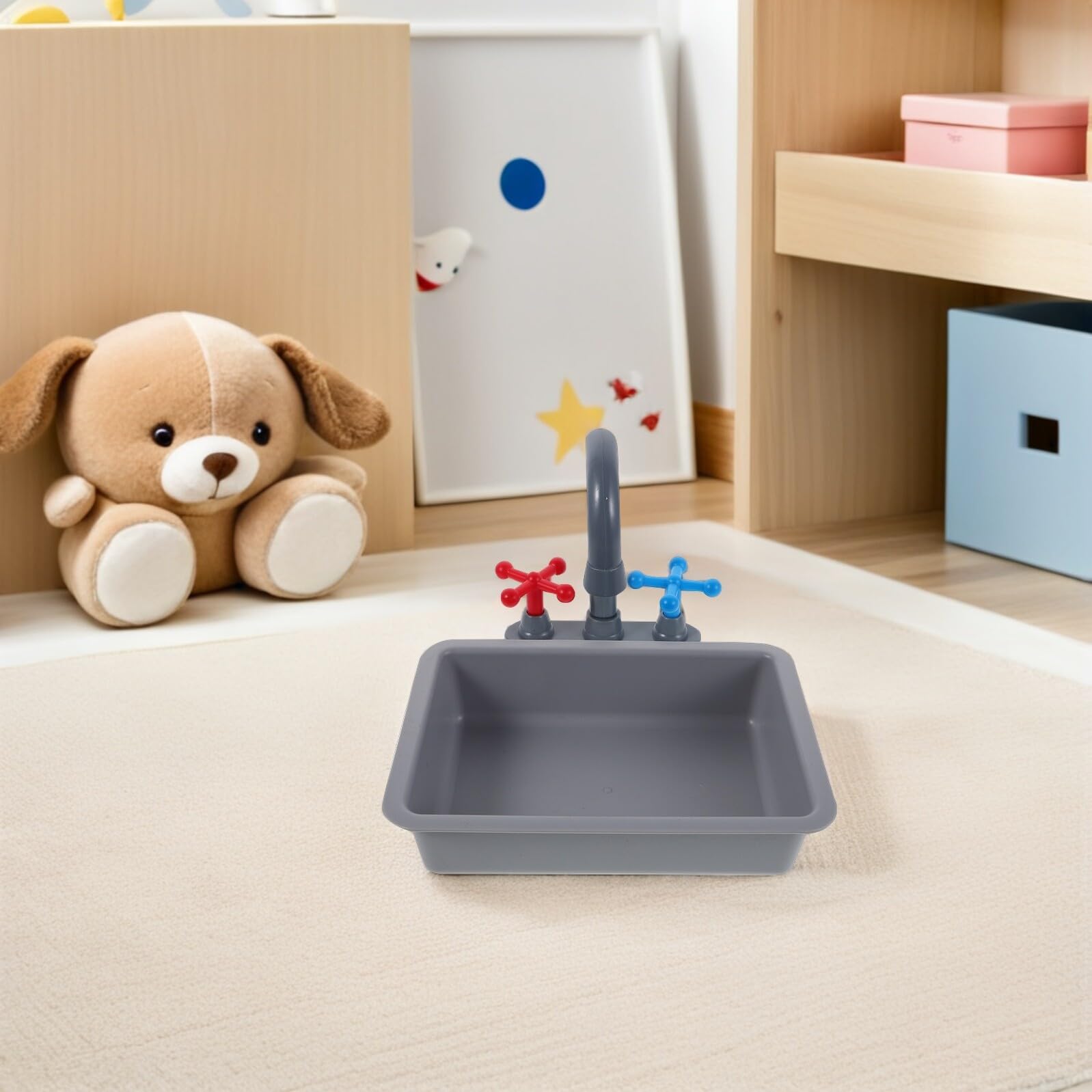 UKCOCO Set Giochi Cucina per Bambini con Accessori in Plastica e Effetti Luminosi Interattivi, Giocattolo Rubinetto Funzionante per Momenti di Gioco Genitore-figlio