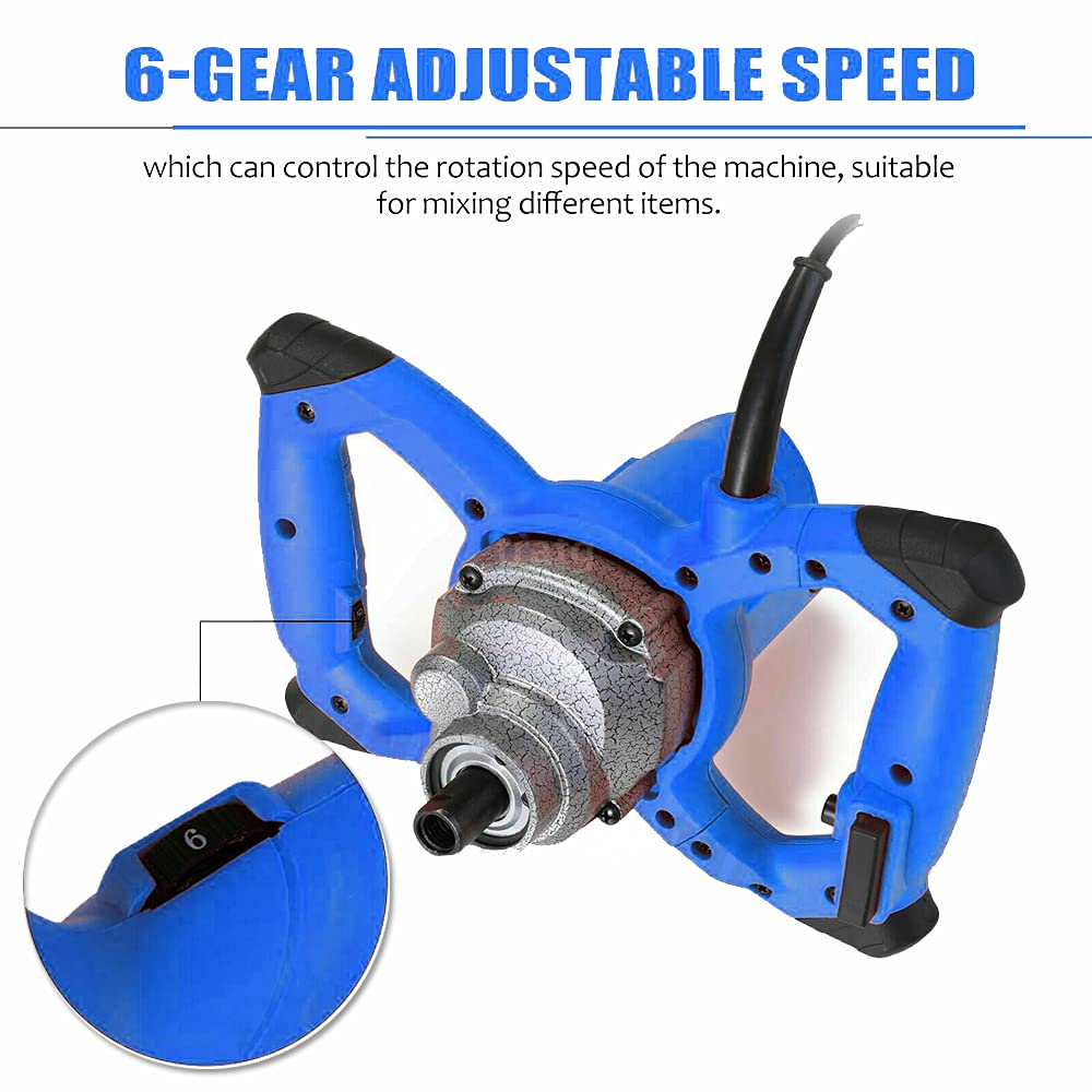 Agitatore per malta 2600 W, regolazione a 6 marce, miscelatore a spirale M14, agitatore per malta Ø 120 mm, agitatore manuale per rivestimento, gesso, miscelatore per cemento