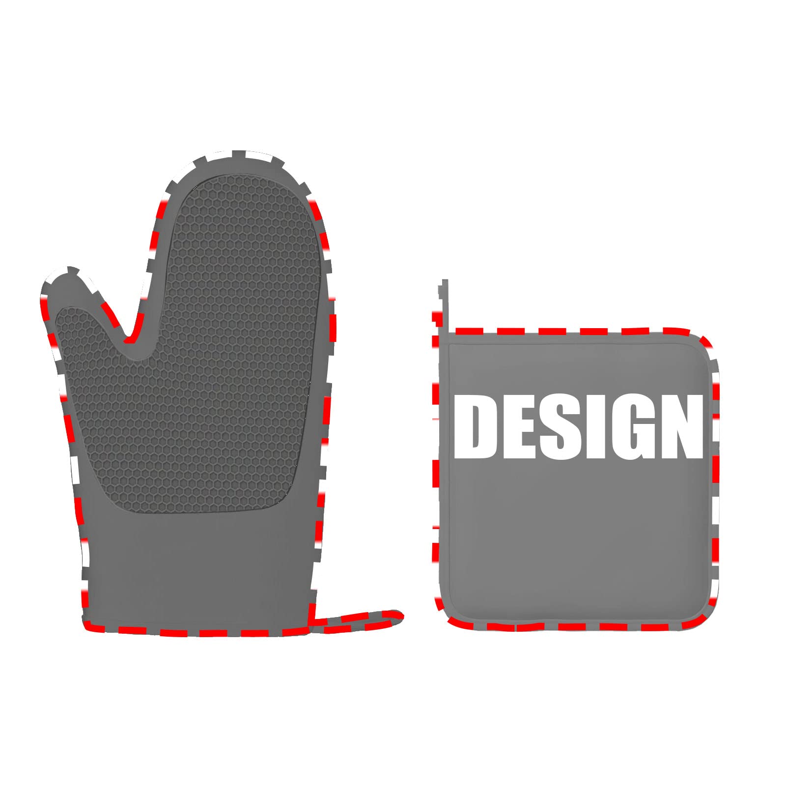 Custom Silicone Oven Mitts (Left Hand) and Pot Holders Set with Pictures Text, Personalized Photo Oven Gloves Hot Pads for Cooking Baking BBQ Decorative Kitchen Gift