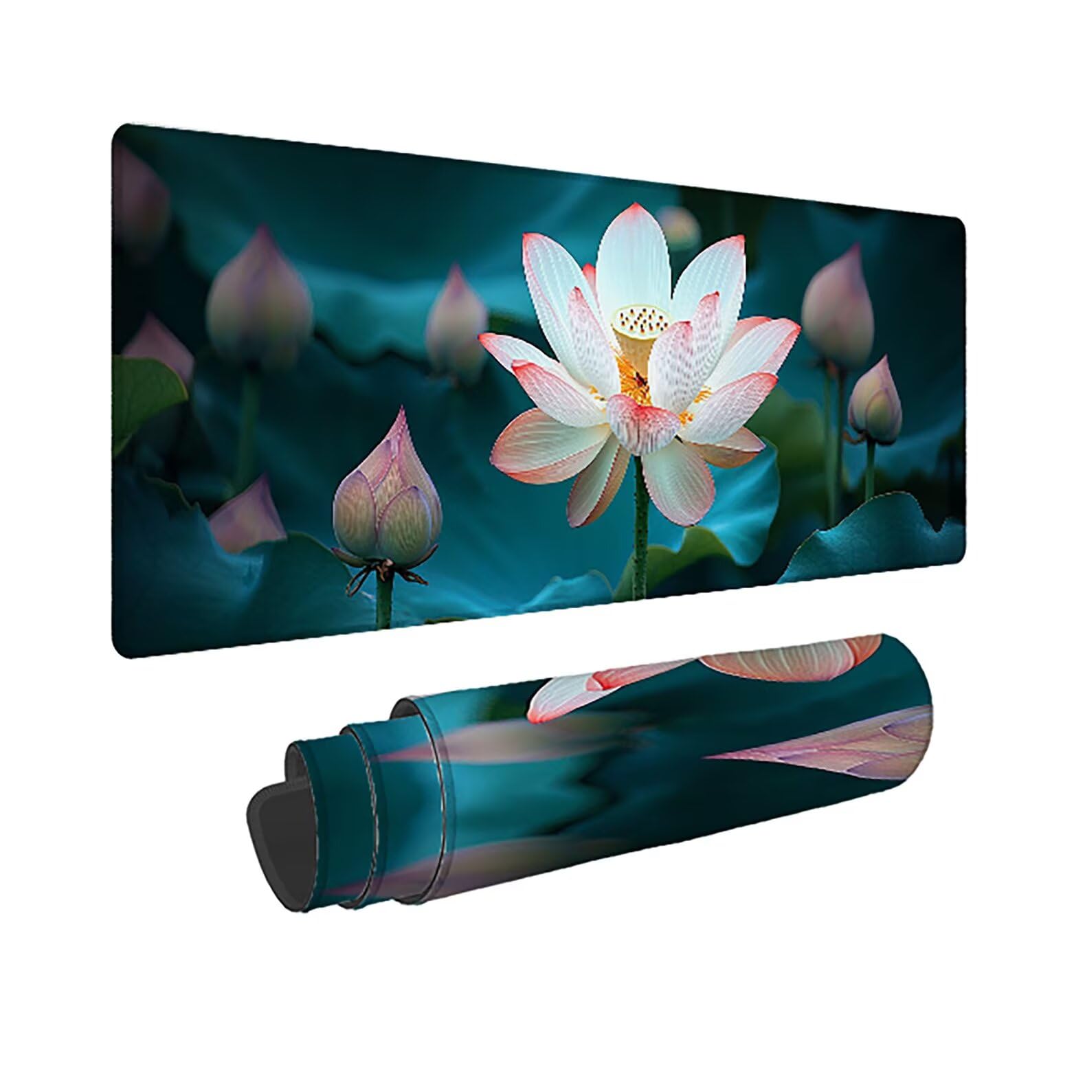 Podkładka pod mysz do gier XXL kwiat krajobraz, mata na biurko XXL - 1400 x 600 x 3 mm - pod ręką biurko, podkładka pod mysz dla graczy antypoślizgowa gumowa podkładka zszyte krawędzie, dla graczy