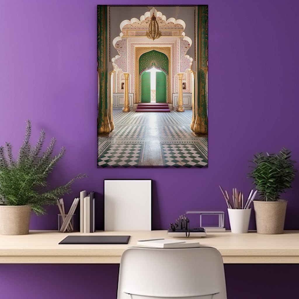 Canvas for Living room. A Gateway to Opulence: Unveiling the Majestic Grandeur of a Palace Corridor, 27 x 18 inch Canvas Wall Art - Ready to Hang - 69x46 cm (27x18 inch)