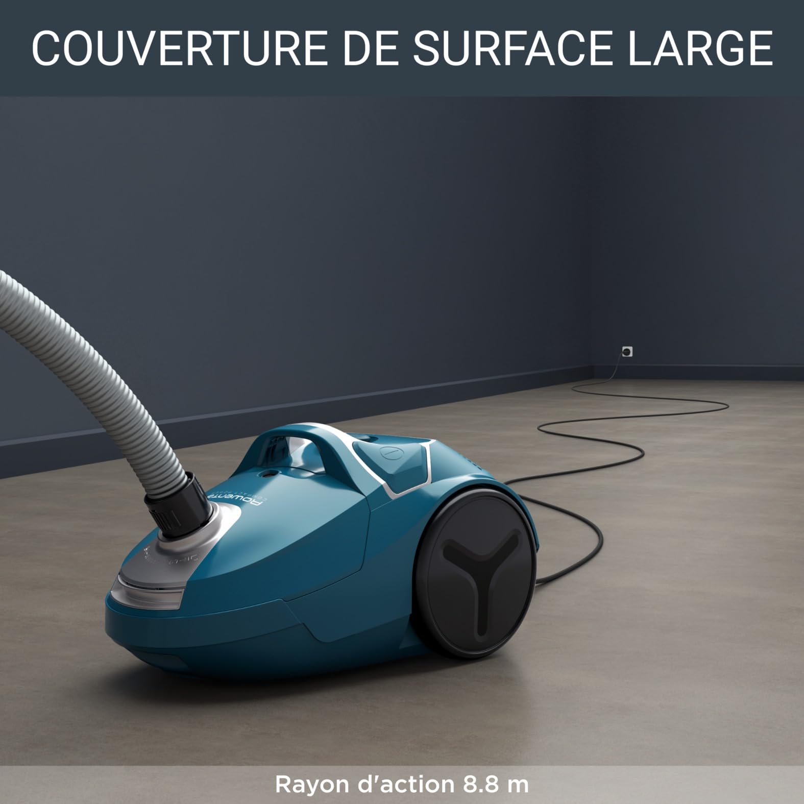 Rowenta Aspirateur ultra silencieux 750 W = 2000 W avec sac, filtre hygiénique, embout pour parquet - Bleu avec sac Swirl Bodenstaubsauger bleu