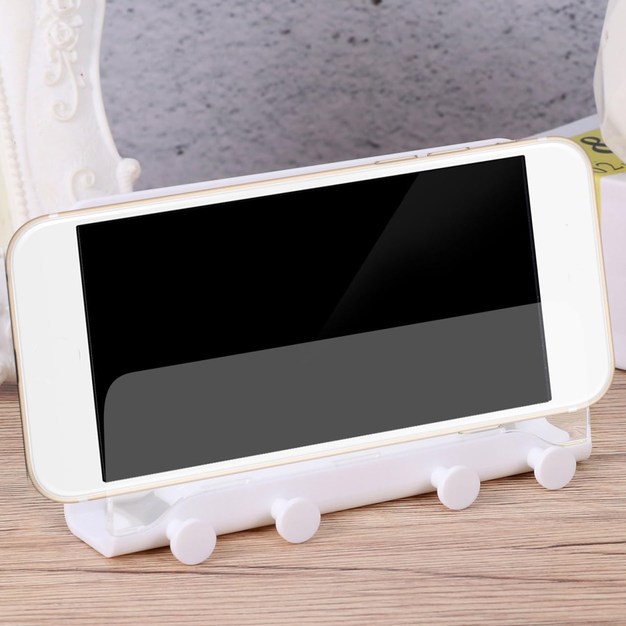 Wall Mounted Phone Holder Multifunctional Phone Rack with Key Hanger Transparent Detachable Wall Rack for Home Kitchen Bathroom Entryway Storage Organization