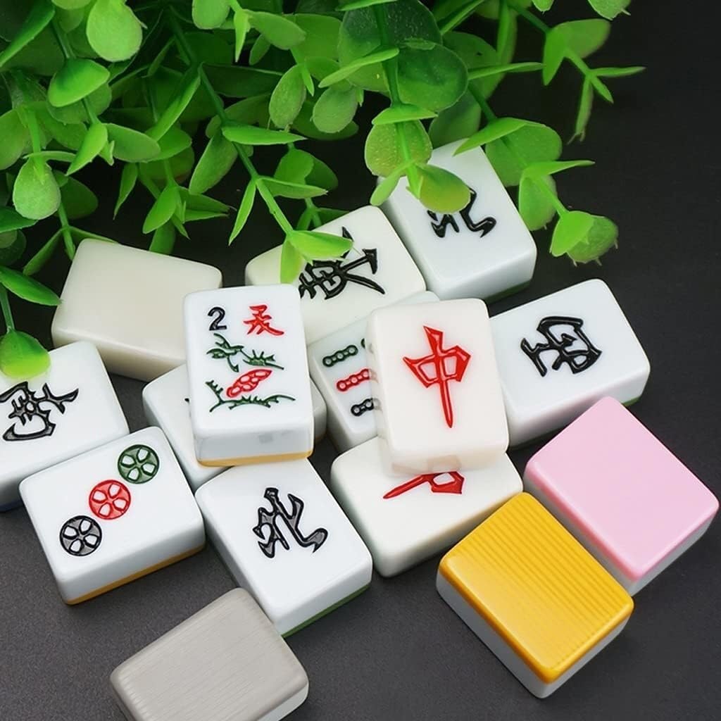 30mm Piccolo Portatile da Viaggio intrattenimento Mahjong Domestico Mano Mahjong Mahjong Piastrelle, Rosa