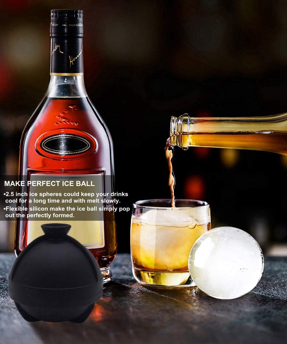 Silicone Ice Ball Molds for Whiskey,2.5-Inch Ice Sphere Molds,4 Pack