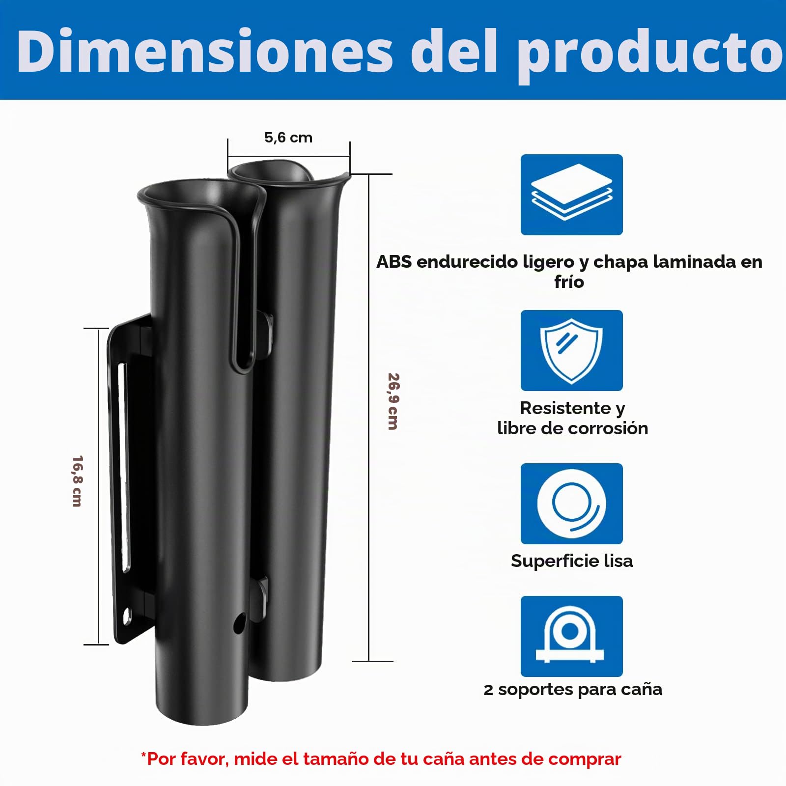 Soporte para caña de Pescar, asegura la caña de Pescar a la Bicicleta, Soporte de 2 Tubos, Tiene Capacidad para 2 cañas de Pescar, fácil de Montar