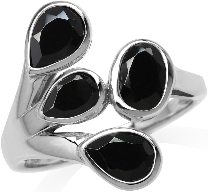 Silvershake Genuine Gemstone White Gold Plated 925 Sterling Silver Cluster Cocktail Ring