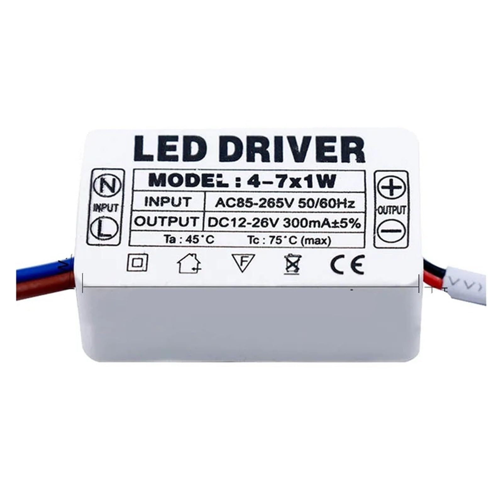 PWANUIGTE LED Driver 300mA 1-3w 4-7w 8-12w 18w 20w 18-25w 25-36w Constant Current Power Supply(4-7W 300mA)