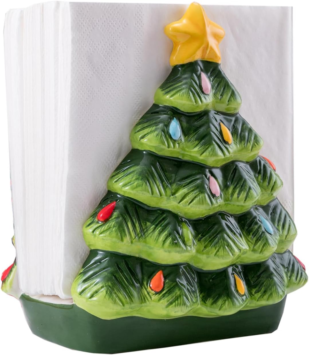 HPYNPES Christmas Tree Napkin Holder Ceramic HandPainted