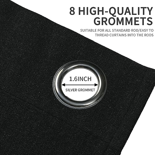 Image of Joydeco Blackout Curtains 108 Inches Long, Black Extra Long Curtains for Living Room Bedroom, Total Room Darkening Curtains Grommets Linen Texture Drapes for Windows(52x108 inch, Black)