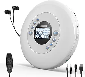 CD Player Portable Rechargeable Portable CD Player for Car and Travel Walkman CD Player with Headphone and Anti-Skip/Shockproof Personal CD Player Discman Kpop Music Compact CD Players with AUX Cable