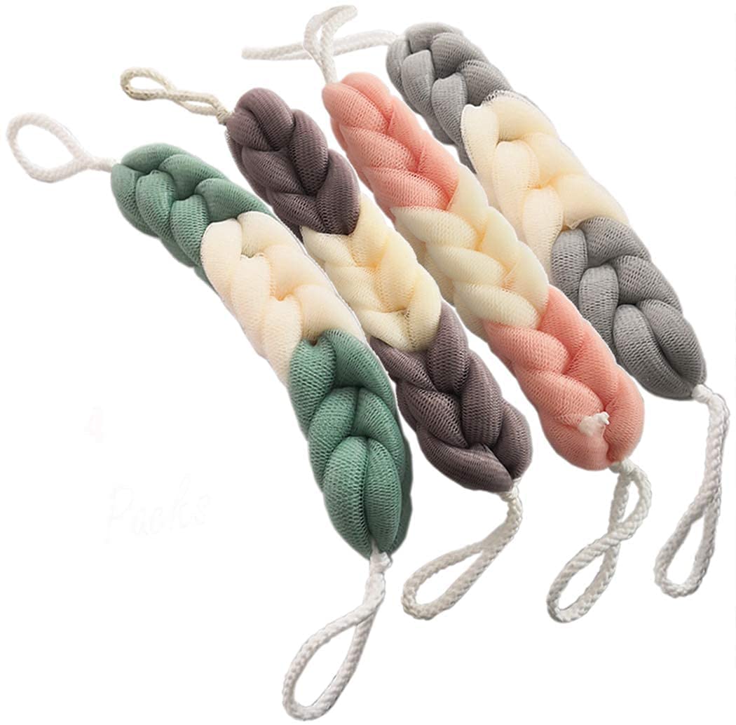 SUNBIRD :- 4 Packs Long Stretch Back Sponge with Rope Handles Back Scrubber Bath Shower Mesh Sponge Exfoliating Body Scrub-image-39