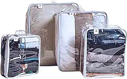 Kit 4 Organizador Multiuso Bagagem Viagem Transparente C/Alça P, M, G e XG - Bubag!