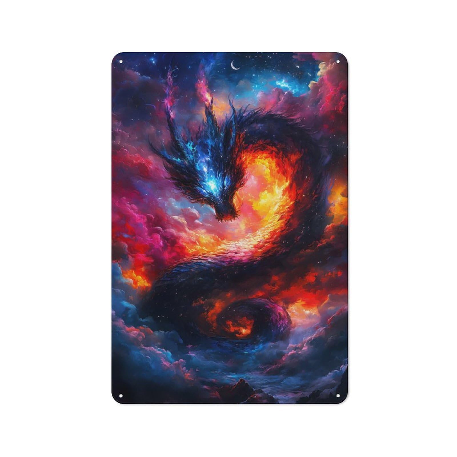 Junmoney Cosmic Dragon Metal Wall Sign 30X20cm, Retro Decor For Pub Or Café, For Vintage Wall Decor Fans, For Garage And Workshop Walls