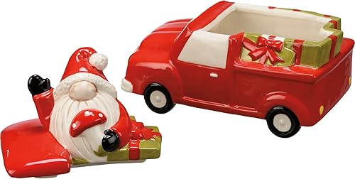 Miniatura 3 de Primitives By Kathy 112748 Truck & Santa Treat Jar, 6.50 pulgadas, multicolor