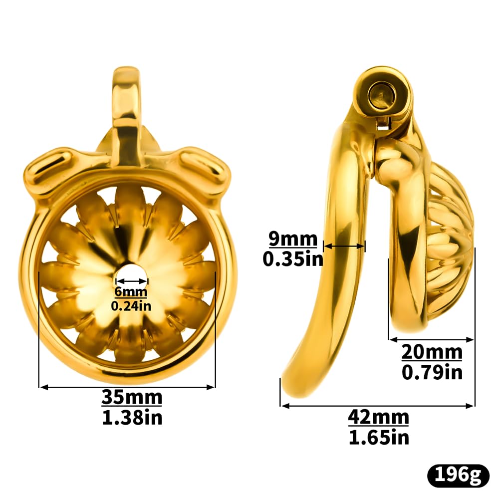 Chastity Cage Male Klein Peniskäfig, Metall Keuschheitskäfig Keuschheitsgürtel für Herren, Gold Atmungsaktiv Penis Käfig Bondage Sklaven Extrem Sexspielzeug für die Männer(50mm)