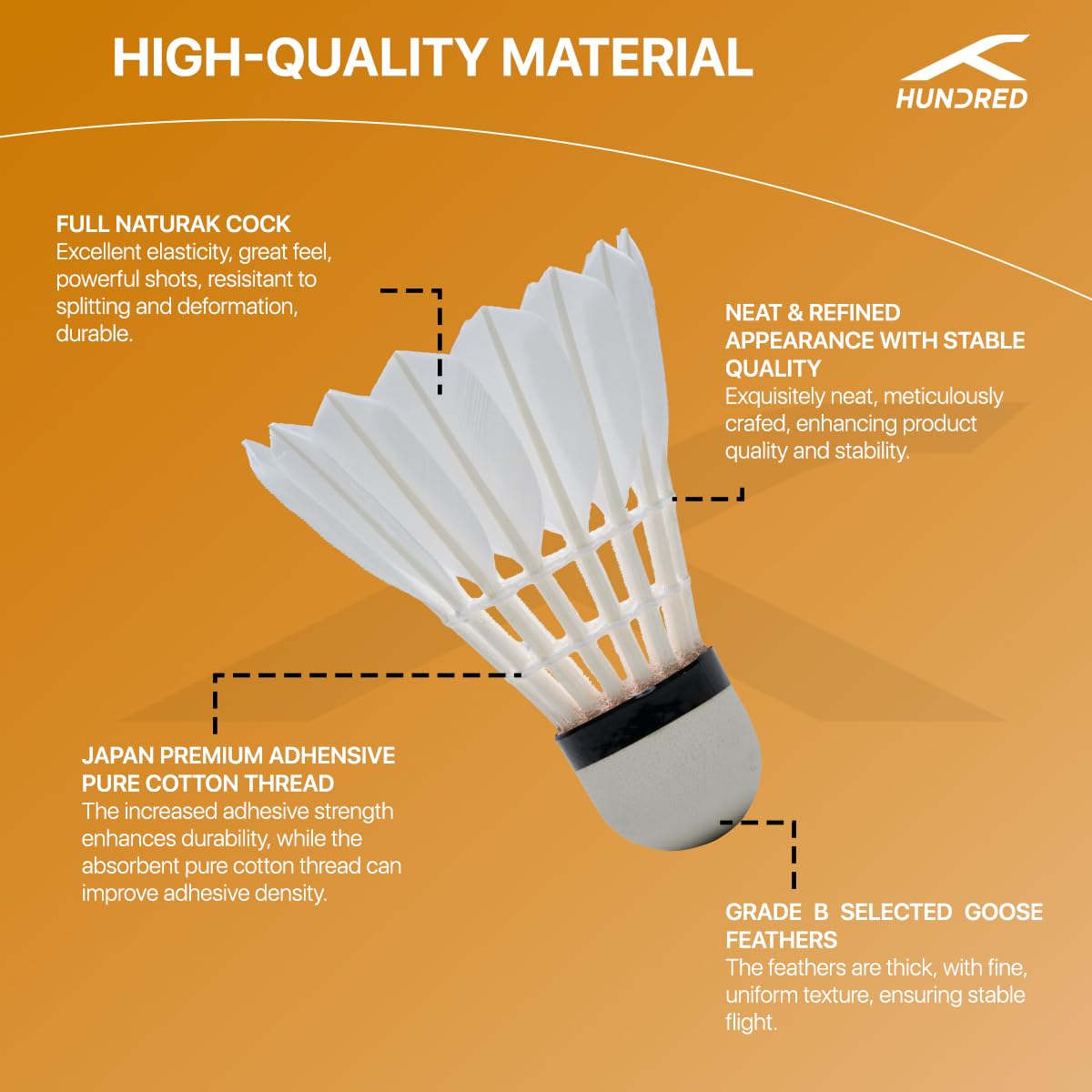 Hundred, Feather Shuttlecock Unisex Adulto
