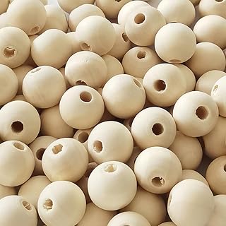 ZQYYQZ 100Pcs 20mm Wood Beads, Unfinished Round Natural Loose Wooden Spacer Beads for DIY Crafts Home Decoration Making