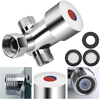 VCRANONR Mélangeur Eau Chaude Froide en Laiton Antirouille G1/2 Robinet Mélangeur Placage Mitigeur Thermostatique Durable avec Filtre pour Chauffe-Eau Robinet Automatique Salle de Bain Cuisine