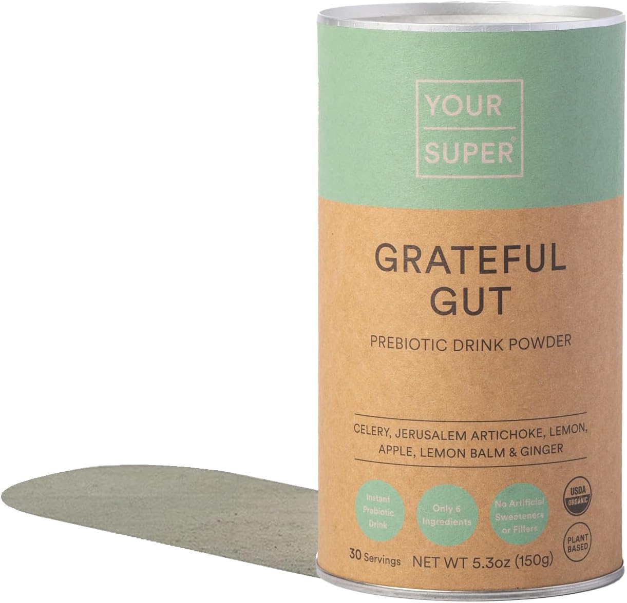 Your Super Gut Feeling Superfood Powder - Instant Celery Drink Powder, Prebiotics for Gut Health - Contains Digestive Enzymes, Dietary Fiber - Plant Based, Vegan, Gluten Free- 30 Servings