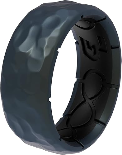 Miniatura 6 de Groove Life Zeus - Anillo de silicona martillado martillado de goma transpirable para hombres, cobertura de por vida, diseño único, anillo de ajuste