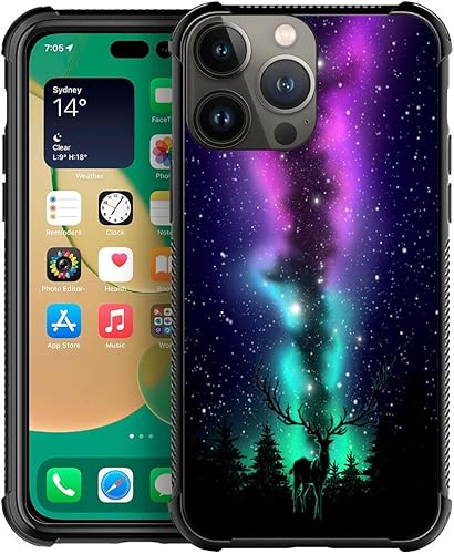 CARLOCA Funda compatible con iPhone 15, funda con diseño artístico de ciervo aurora boreal para iPhone 15, ultra protección, a prueba de golpes, de disponible en Yaxa Peru